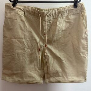 Nitagut Tan Linen Stretch Drawstring Shorts XL